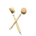 Natural beech wooden handle wash pot brush,long handle kitchen pot dish cleaning brush